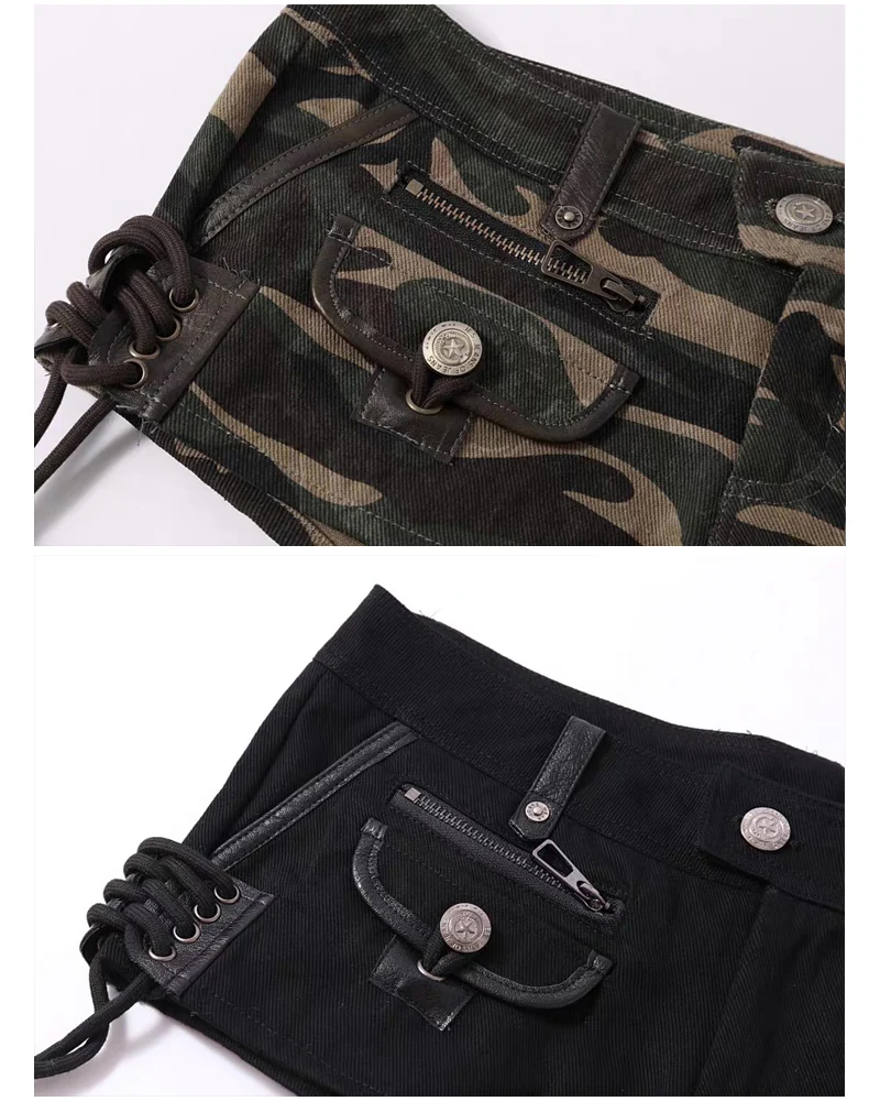 Women's Vintage Camo Denim Cargo Shorts - Image 14