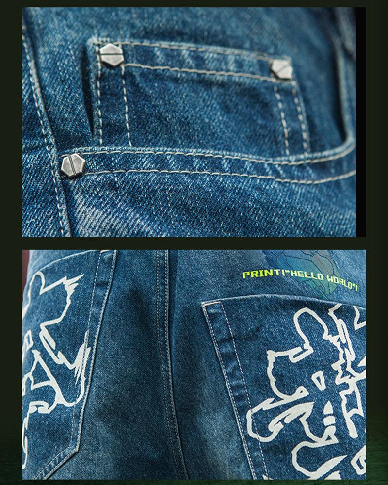 XIPHEVIL Cyberpunk Laser Destroyed Unisex Y2K Jeans - Image 18