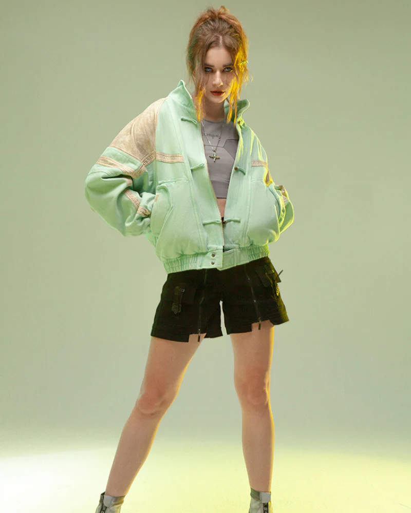 XIPHEVIL Cyberpunk Outfits 3D Embossed PU Patchwork Jacket - Image 11