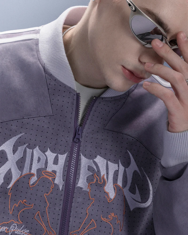 XIPHEVIL Cyberpunk Outfits Embroidered Suede Cropped Jacket - Image 8