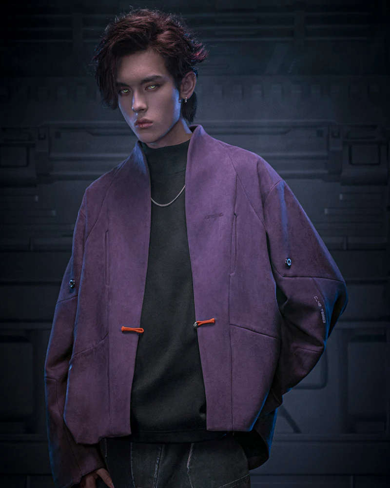 XIPHEVIL Cyberpunk Outfits Unisex Suede Minimalist Future Jacket - Image 12