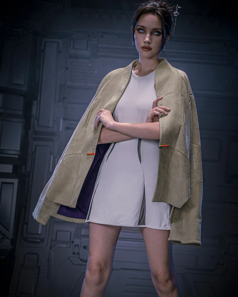 XIPHEVIL Cyberpunk Outfits Unisex Suede Minimalist Future Jacket - Image 6